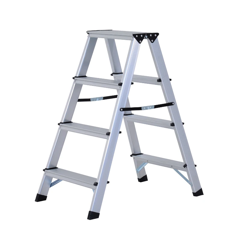 HOMCOM Aluminium Double Sided Step Ladder Folding A-type Household Stepper (4 Steps)