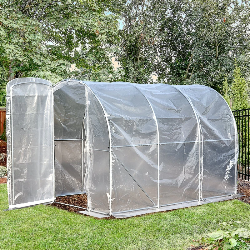 Outsunny Walk-in Polytunnel Greenhouse Garden Planting Shed Clear PE Cover 25mm Diameter Galvanised Steel Frame, 3L x 2W x 2Hm