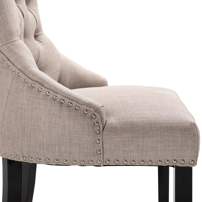 HOMCOM Dining Accent Chair Elegant Chic Home Business Linen Upholstery Wood Frame Light Grey