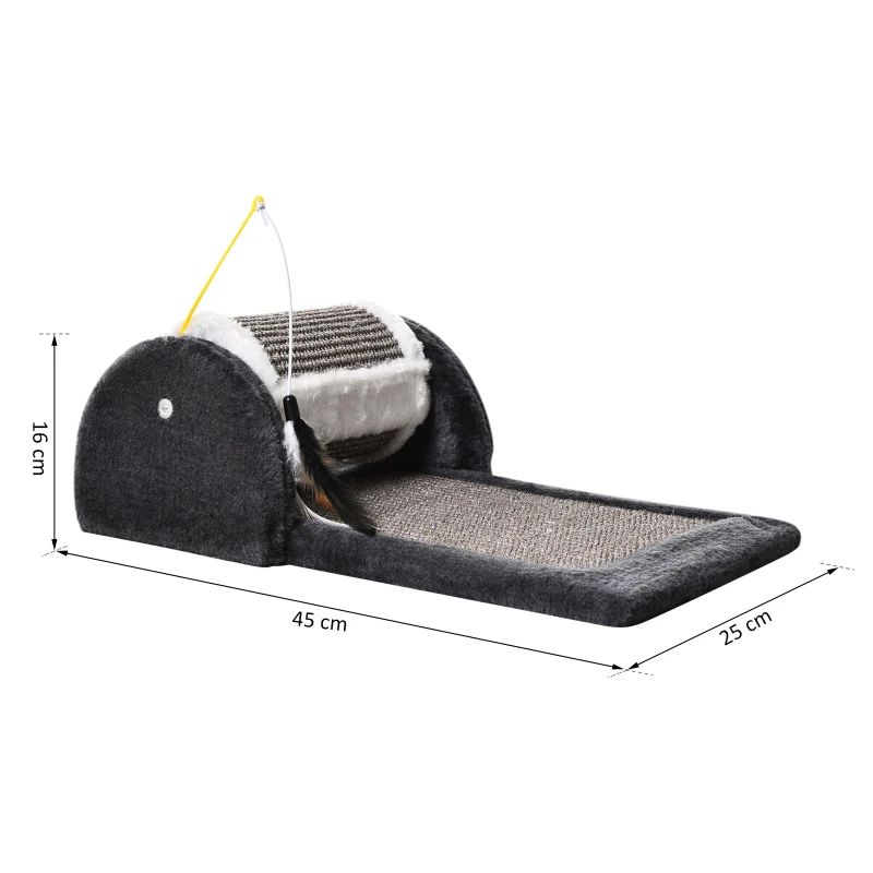 PawHut Cat Scratching Pad Board Mat Kitten Pet Play Toy Activity Center Scratcher Roller Perches Platform Grey
