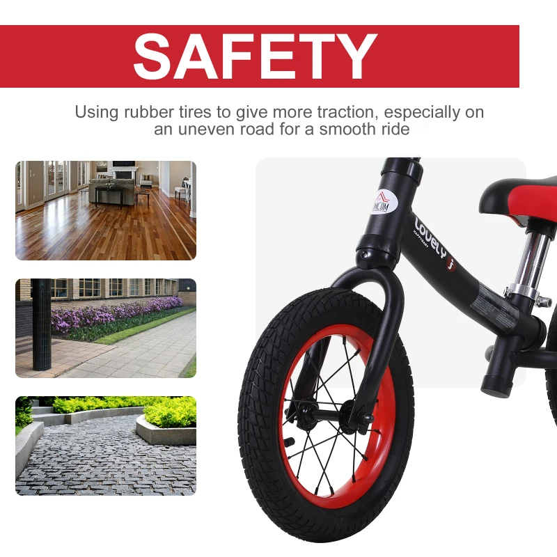 HOMCOM Balance Bike Toddlers No Pedal Push & Pull Black