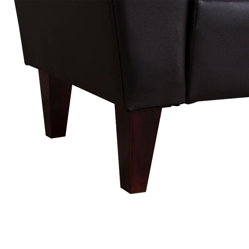 HOMCOM Storage Sofa Bench Armed Bed Foot Stool Ottoman Footrest PU Leather Brown