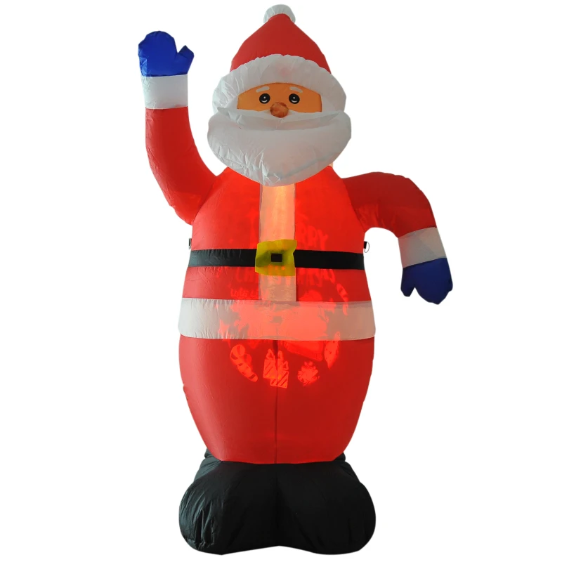 HOMCOM 6Ft Inflatable Santa Claus Decoration, W/LED lights, Polyester Fabric-Multicolour