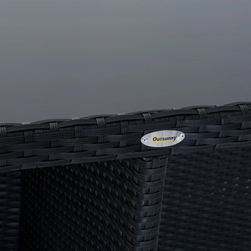 Outsunny Outdoor 11pc Rattan Garden Furniture Patio Dining Set 10-seater Cube Sofa Weave Wicker 6 Chairs 4 Footrests & 1 Table - Black