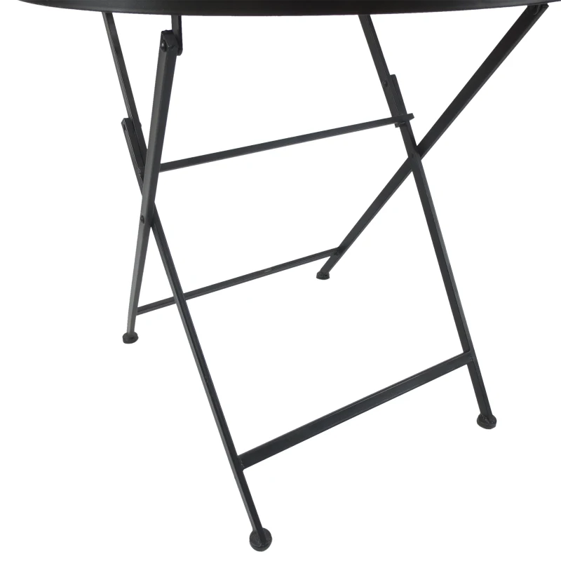 Outsunny Garden Metal Bistro Set 2 Folding Chair 1 Table Outdoor Furniture Black