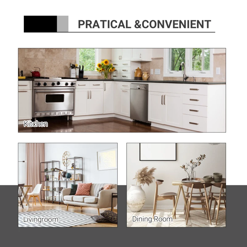 HOMCOM kichen Cart Storage Trolley Dining Serving Cart w/ Shelves Baskets Handles Wheels Home Living Room Kitchen Brown Black