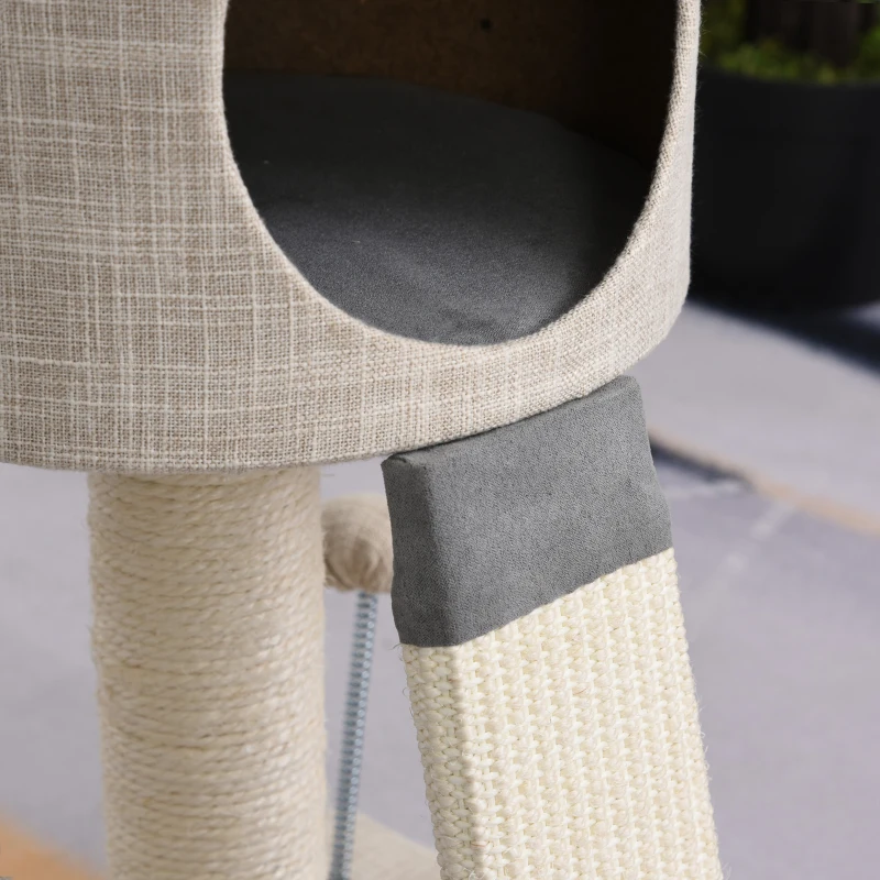 PawHut Cat Tree for Indoor Cats Stand with Sisal Scratching Posts Scratching Funny Ball Condo, Grey