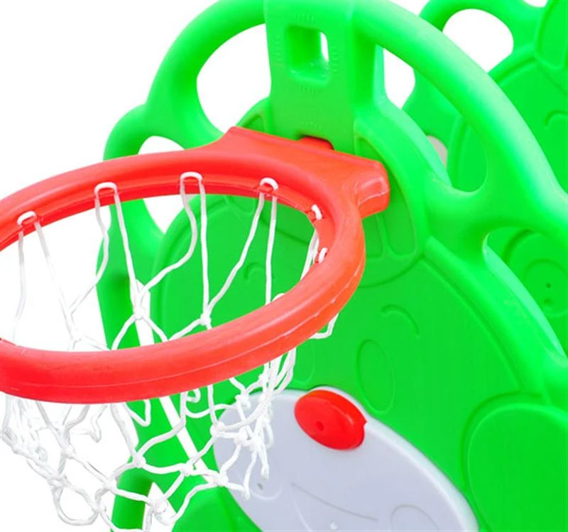 HOMCOM Kids Garden Playground W/ Swing, Slide and Basketball Hoop-Red/Green