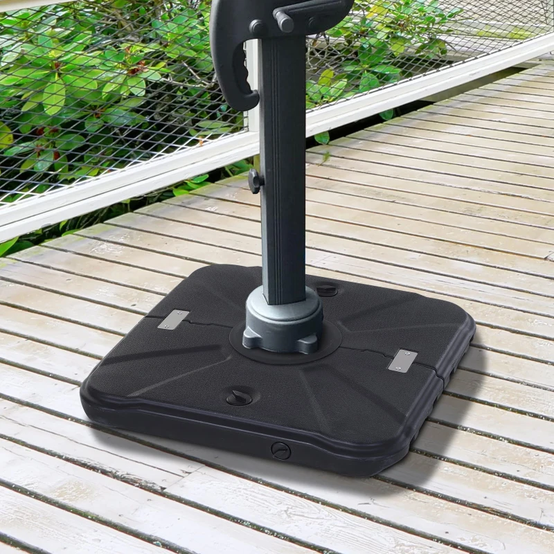 Outsunny HD Polyethylene Sand or Water Fillable Square Parasol Base Black