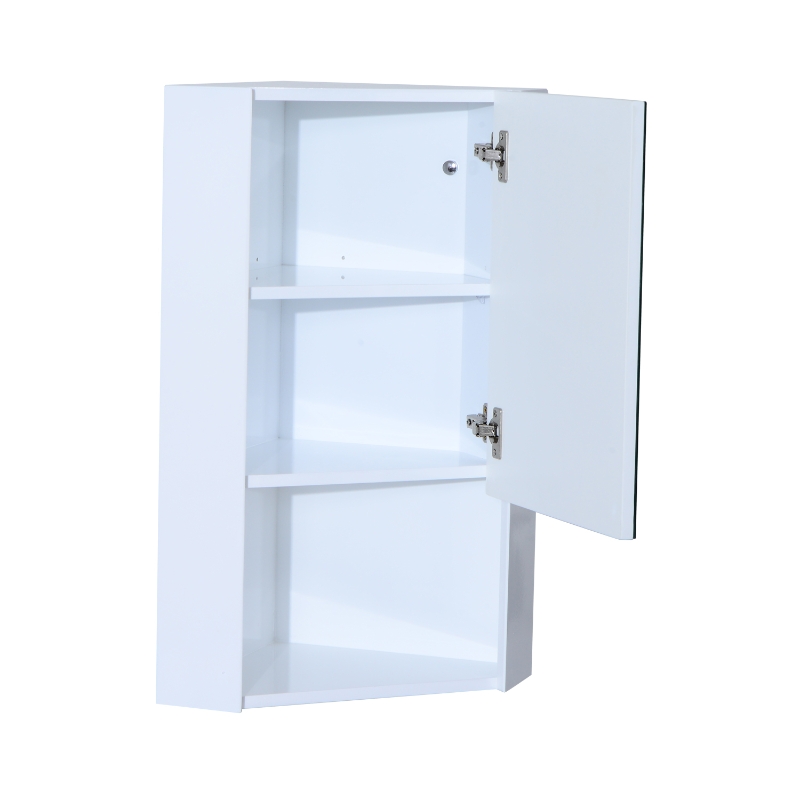 HOMCOM Bathroom Corner Mirror Cabinet-White