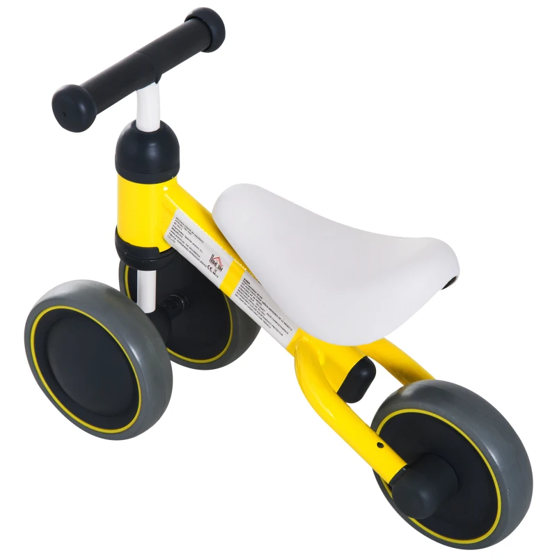 HOMCOM Baby Toddler Balance Bike Ride On Walker 3 Wheel Push Bike Kids First Bike Birthday Toy Gift for 1-2 Years Yellow