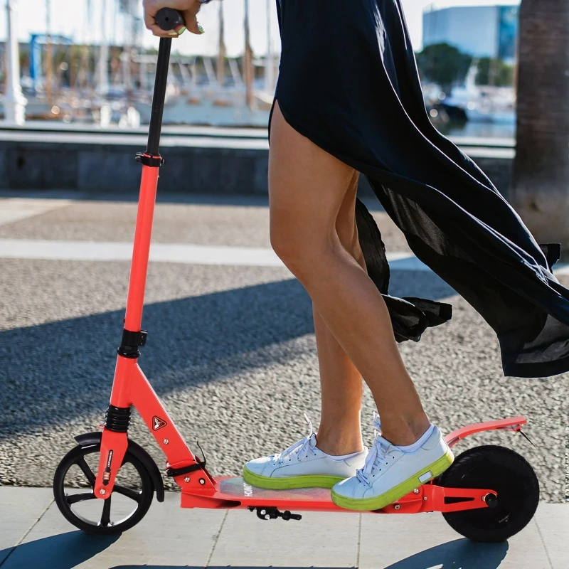 HOMCOM 150W Folding E-Scooter 22.6V Powered for Teens Aged 14+ Red