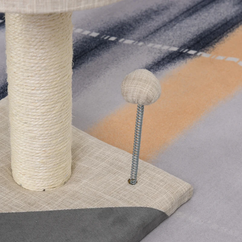PawHut Cat Tree for Indoor Cats Stand with Sisal Scratching Posts Scratching Funny Ball Condo, Grey
