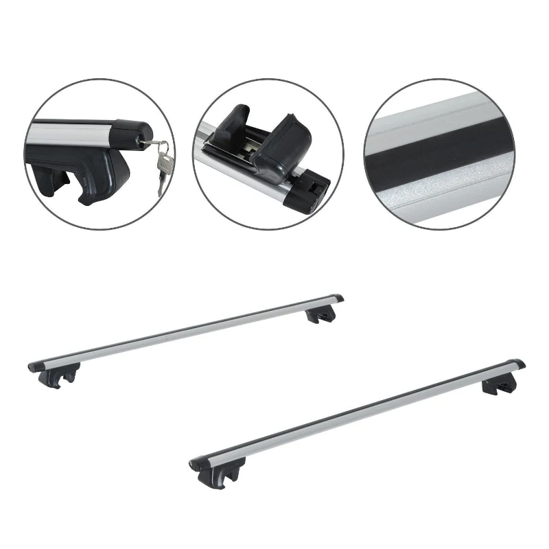 Outsunny 125Lx12.5Wx7H cm Cross Bar Roof Rail Rack-Silver