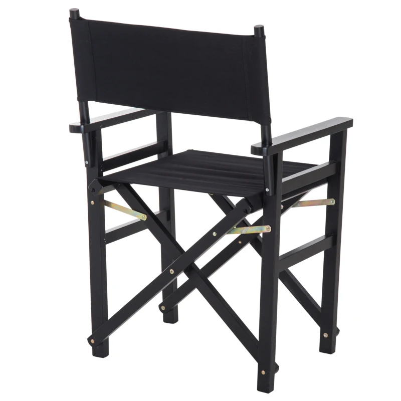 HOMCOM Beech Wooden Frame Folding Directors Chair Space Saving Oxford Fabric Seat Black
