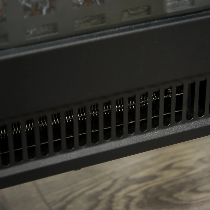 HOMCOM 1800W Freestanding Electric Fire w/ Faux Log Flame Adjustable Heat Thermal Stove Safe Overheating Protection Flame Black