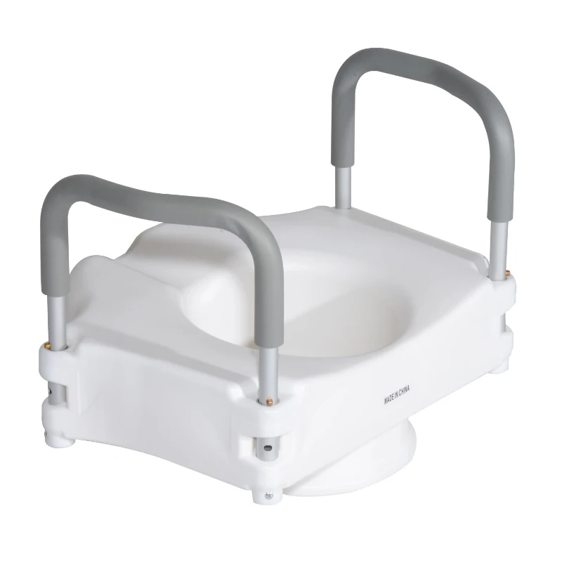HOMCOM Raised Elevated Toilet Seat W/ Lock and Padded Arms, 52x44.3x33 cm-White