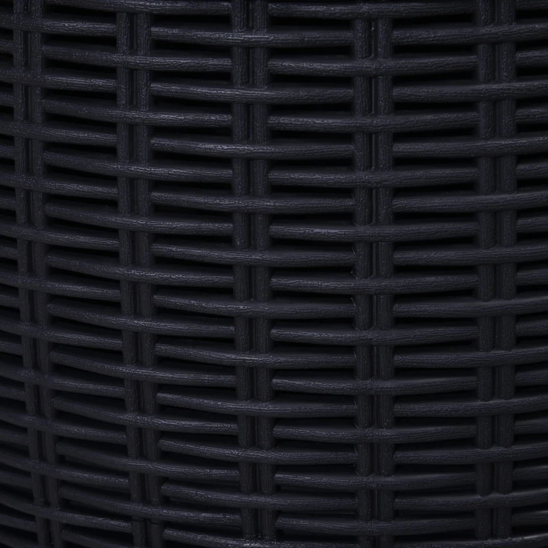 Outsunny 45L Outdoor Patio Rattan Effect Cooler Wicker Knit Round Stool Bar Table Garden Furniture Bucket - Black