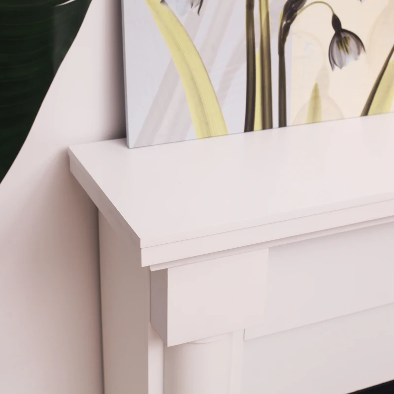 HOMCOM Electric Fireplace Wood Mantel Realistic Flame Freestanding Space Heater w/ Remote Control 2000W White