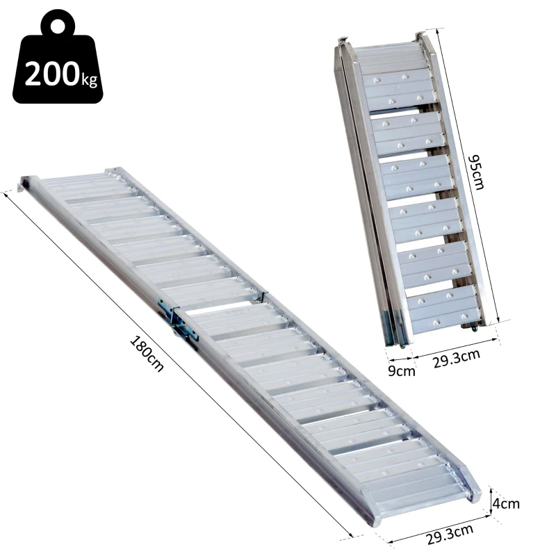 HOMCOM 6FT Aluminium Folding Wheelchair Ramp-Black/Silver