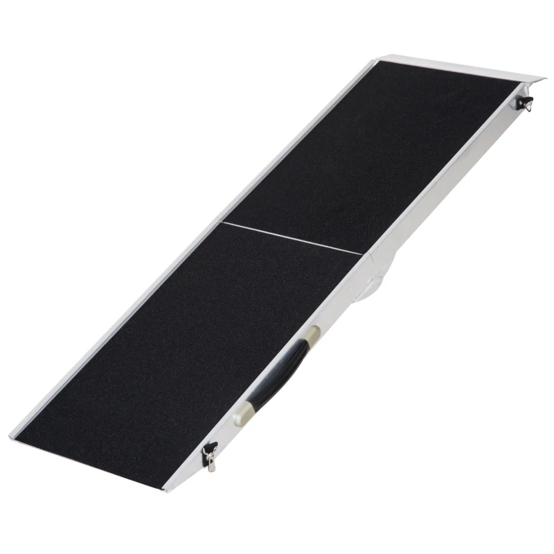 HOMCOM 4FT Aluminium Folding Pet Ramp-Black/Silver