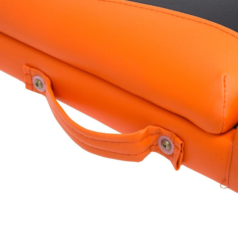 HOMCOM Folding PVC Leather Massage Table Aluminium Frame w/ Headrest Armrests Padding Handle Carry Bag Adjustable Height 3-Way Tri-Fold Salon Professional Bed Beauty Black Orange