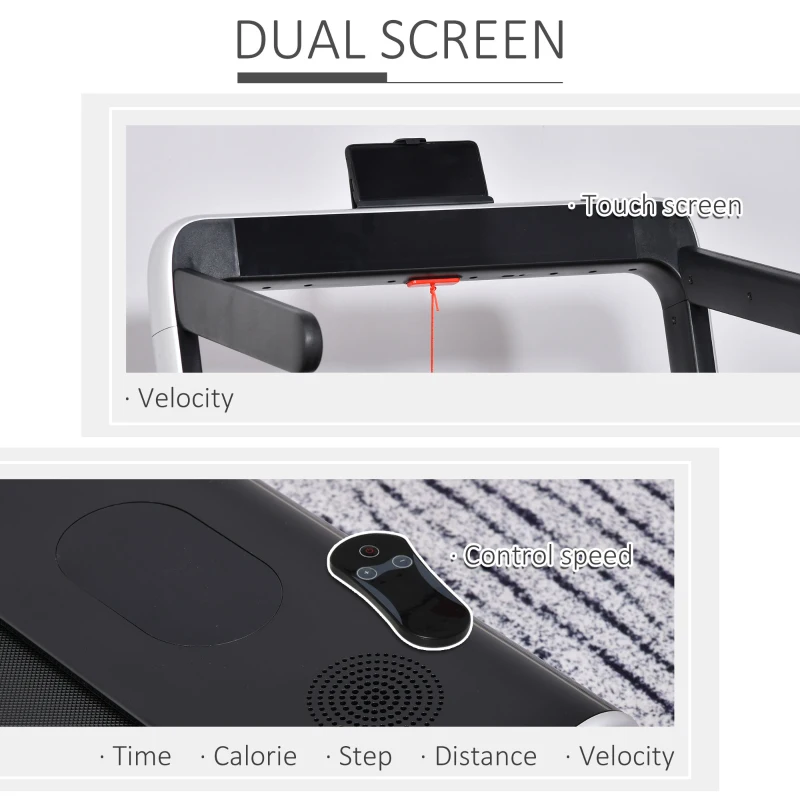 HOMCOM 2.25HP Electric Folding Treadmill, 2-In-1 Running Walking Jogging Machine, with LED Display, Remote Control for Home Office Use, Silver