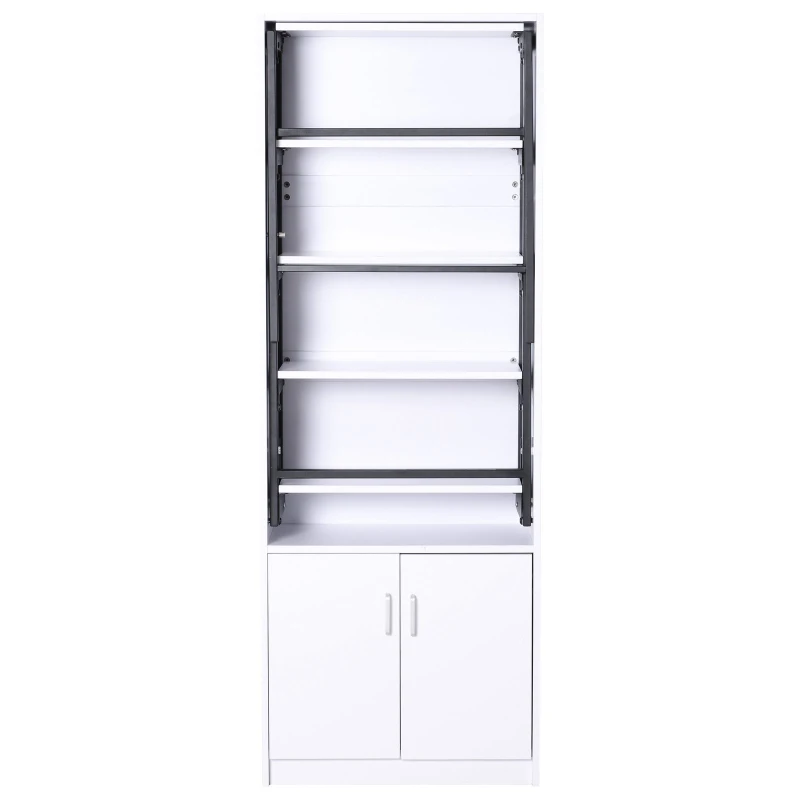 HOMCOM MDF 2-in-1 4 Tier Bookcase w/ Cabinet and Drop-Leaf Table Black