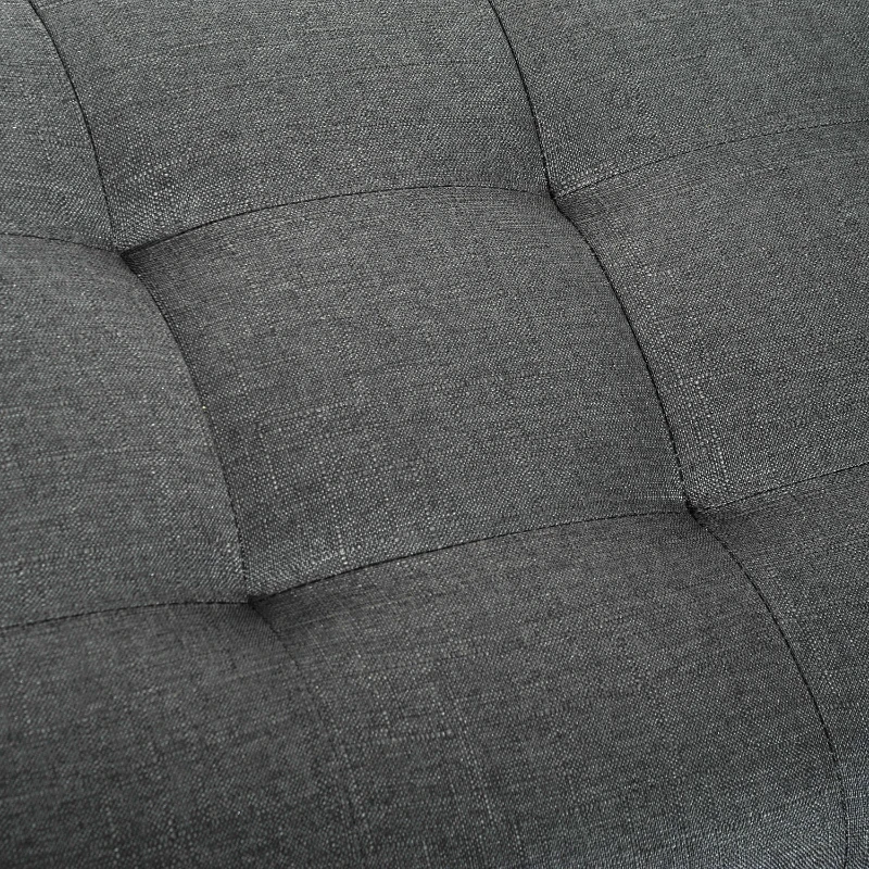 HOMCOM Upholstered Oak Wood Bedroom Chaise Lounge Bench Dark Grey