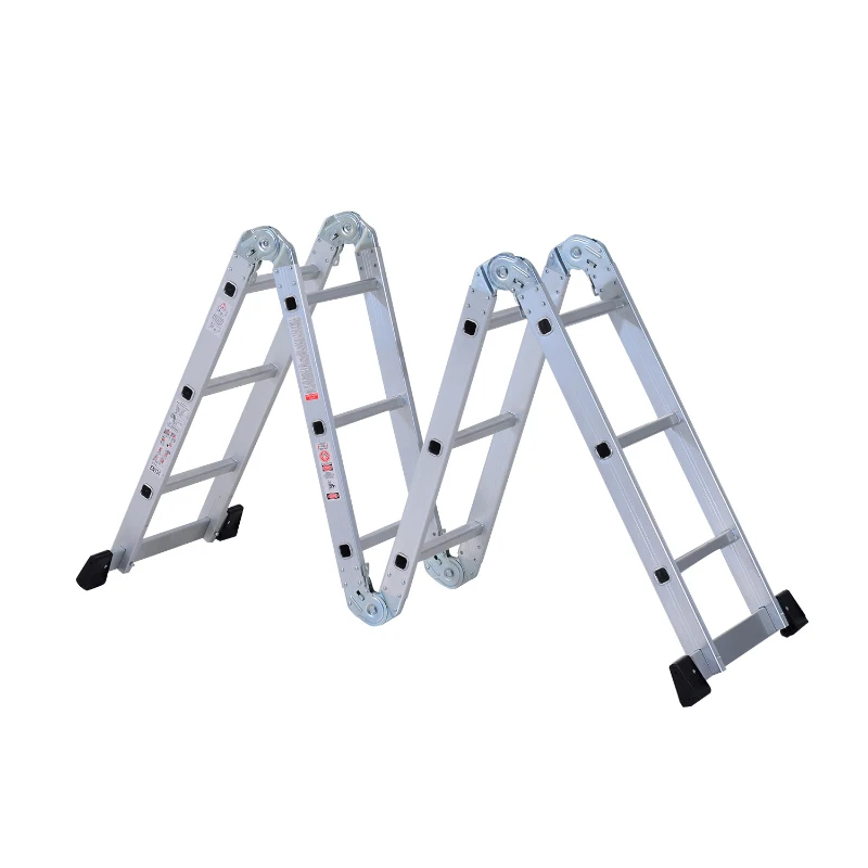 HOMCOM 3.7M 4-Section 12 Steps Multi-purpose Folding Aluminium Ladder