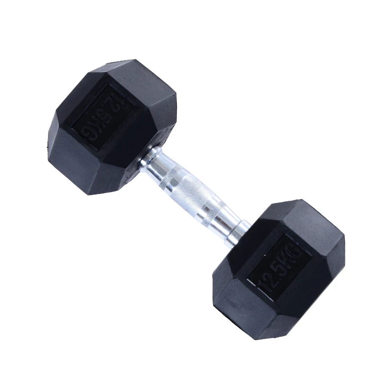 HOMCOM Rubber Dumbbell Weights Body Power Hex Home Gym Exercise Workout Fitness Training Lifting (12.5kg) Sold As Single