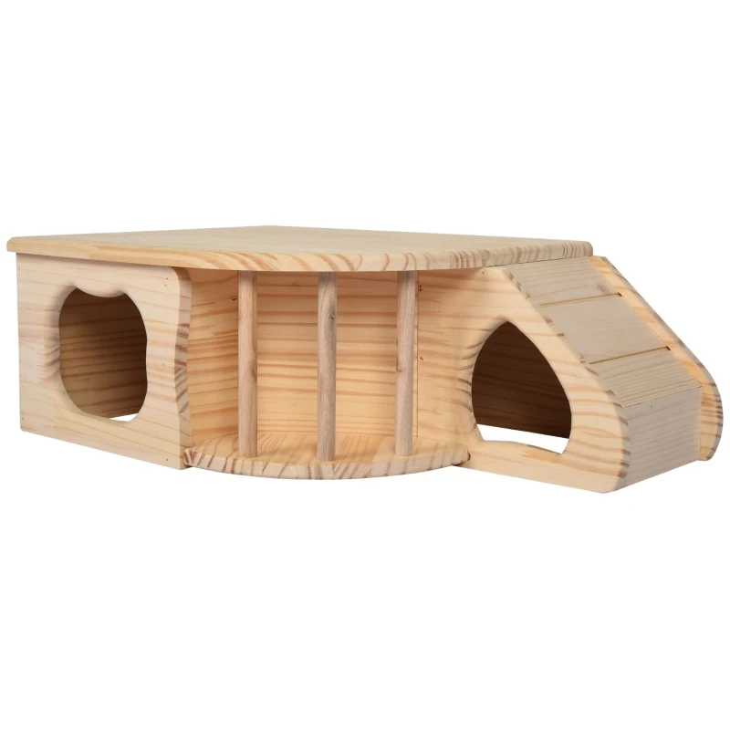 PawHut Guinea Pigs Small Fir Wood Shelter House