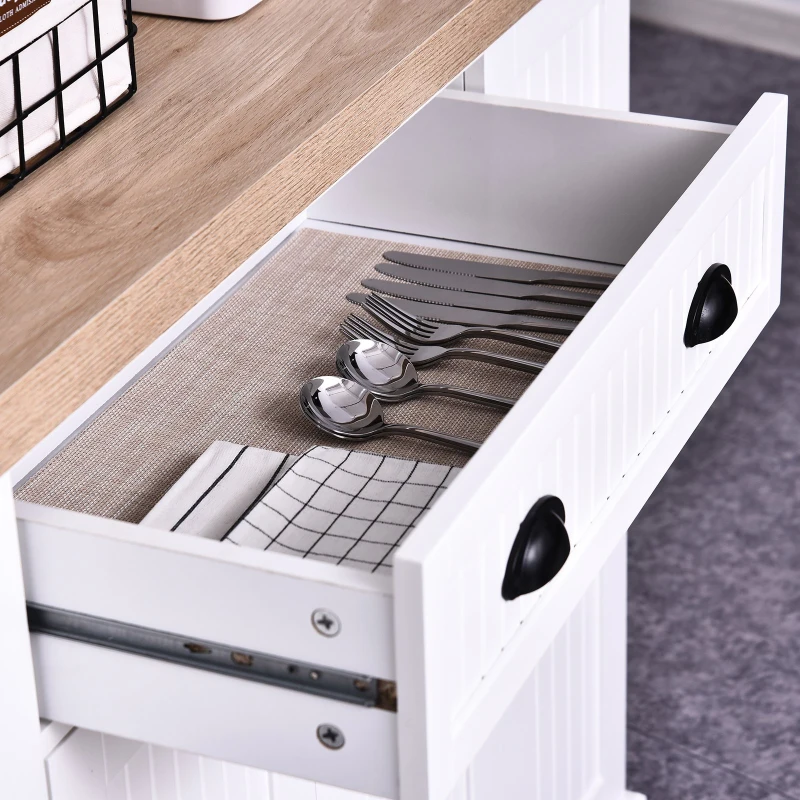 HOMCOM Wooden Multifunction Island Storage Cabinet White