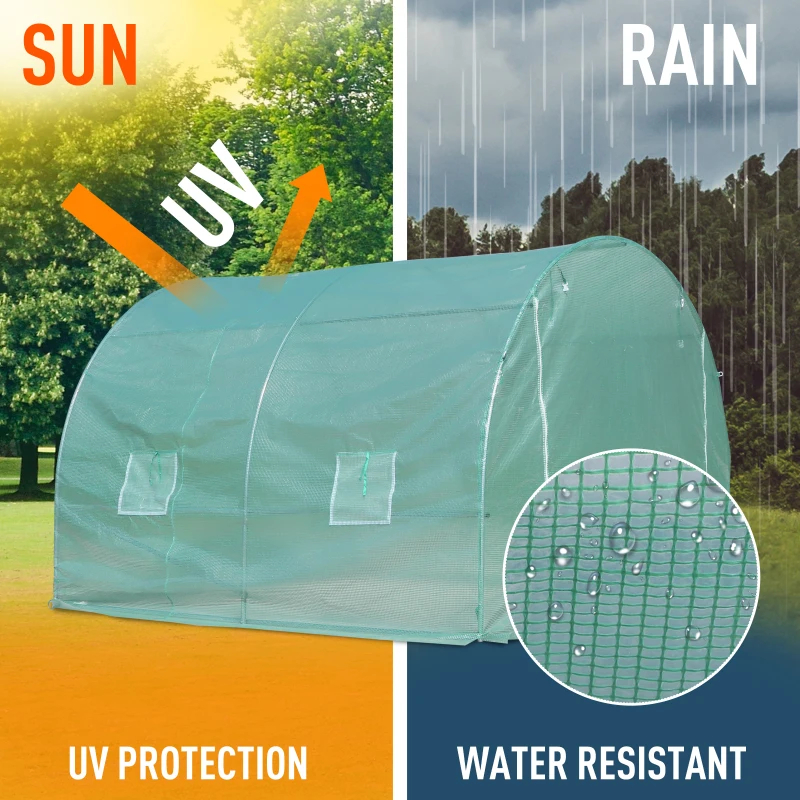 Outsunny Walk-in Tunnel Greenhouse Garden Warm House Planting Shed Powder Coated Frame -300L x 300W x 210H cm