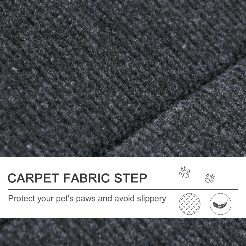 PawHut Dog Steps Pet Stairs 2 In 1 Convertible Dog Ramp Portable Foldable 3 Steps Cat Ladder for Bed Couch Car 60 x 47 x 50 cm