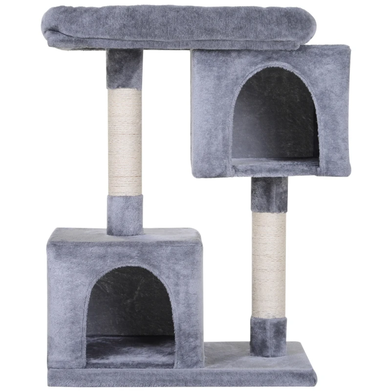 PawHut Cat Tree w/ Sisal-Covered Scratching Posts Multi-Level 3 Tier Freestanding Cat Bed Condo