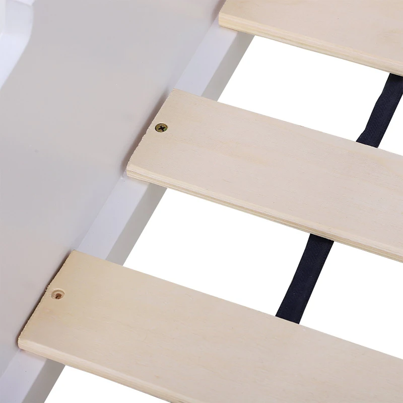 HOMCOM Single Trundle Bed in Double Layer Frame w/ Underbed Storage Drawer White