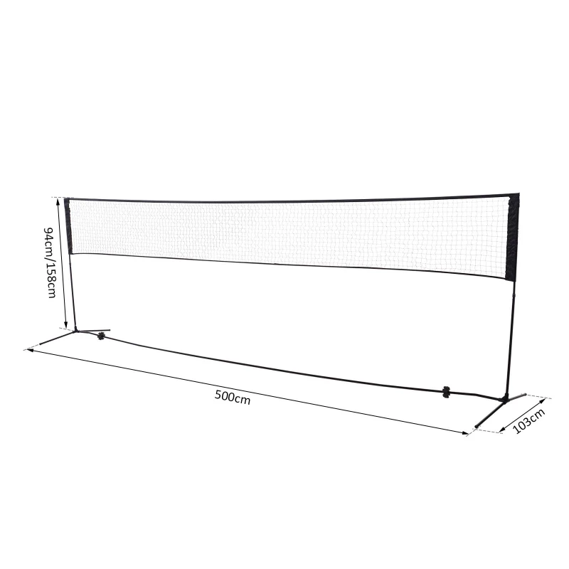 HOMCOM 5m Portable PE Sports Net w/ Carry Bag Black