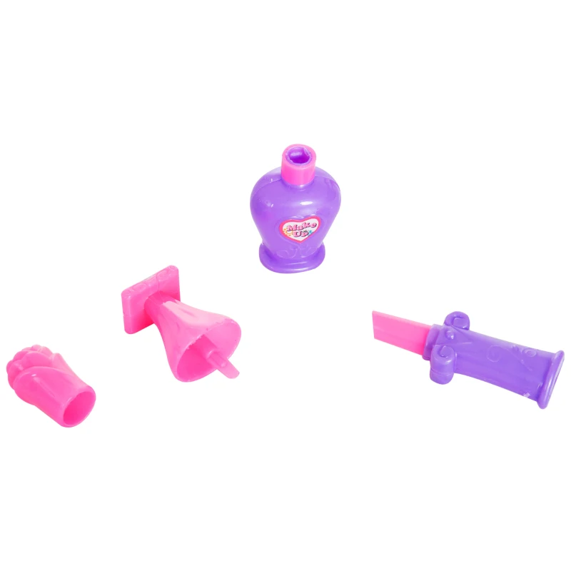 HOMCOM 38 Pcs Kids Pretend Hairdresser Role Play Set-Purple & Pink