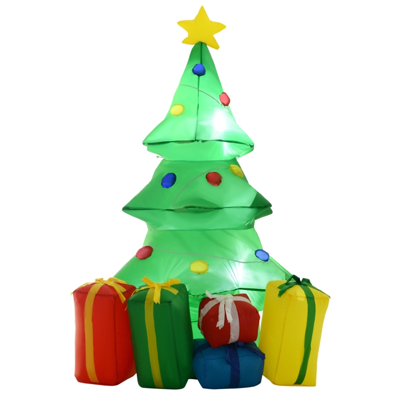 HOMCOM 5ft Inflatable Christmas Tree Decoration W/LED lights, Polyester Fabric - Green