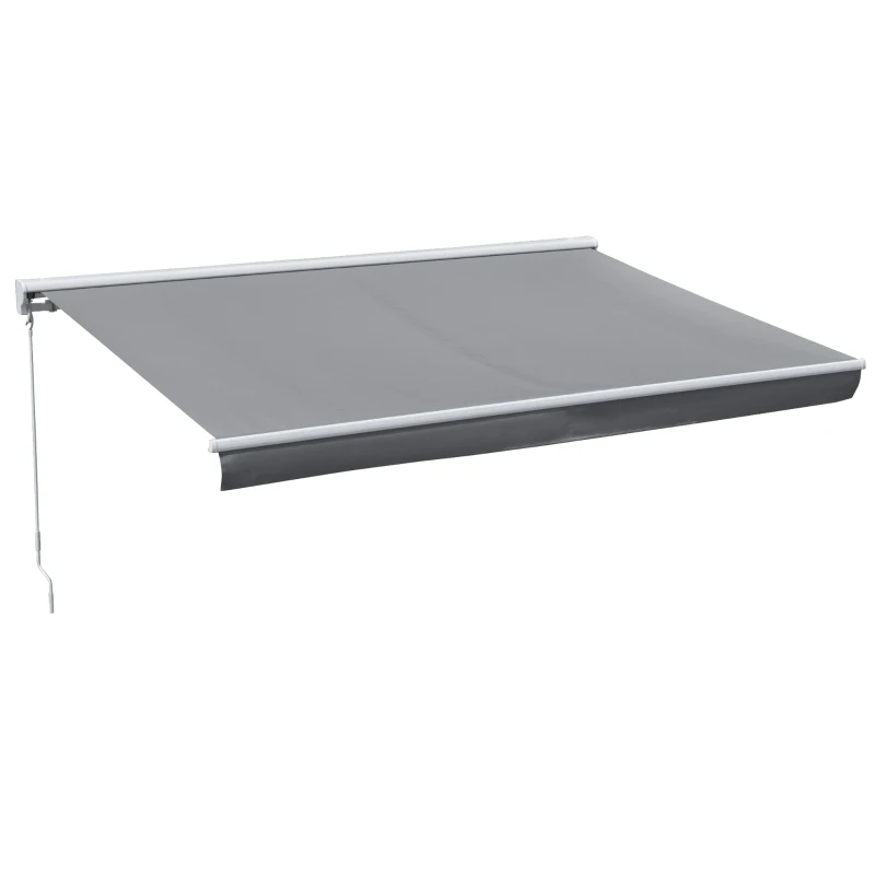 Outsunny 3 x 2.5m Electric Garden Door Awning Half Cassette Outdoor Retractable Canopy Patio Shelter w/Remote Controller Grey