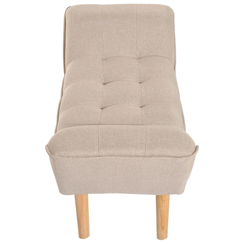 HOMCOM Linen Upholstered Bedroom Bench w/ Oak Wood Legs Beige