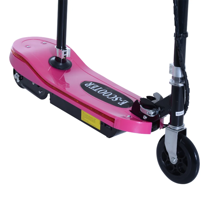 HOMCOM 120W Kids E Scooter Ride on Folding Electric Bike Children Sports Toy Height Adjustable w/2 12V Rechargeable Battery (Pink)