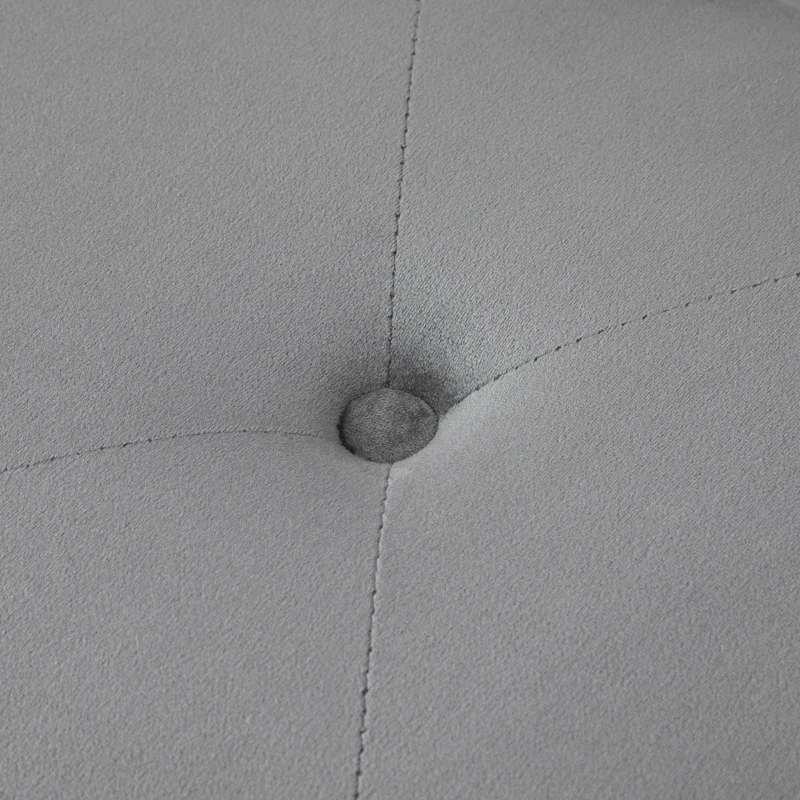 HOMCOM Elegant Velvet Footstool Storage Trunk Stool Silver Chest Ottoman Wood Legs Button Tufted Home Luxe Tidy Stylish Grey 40x52x107cm