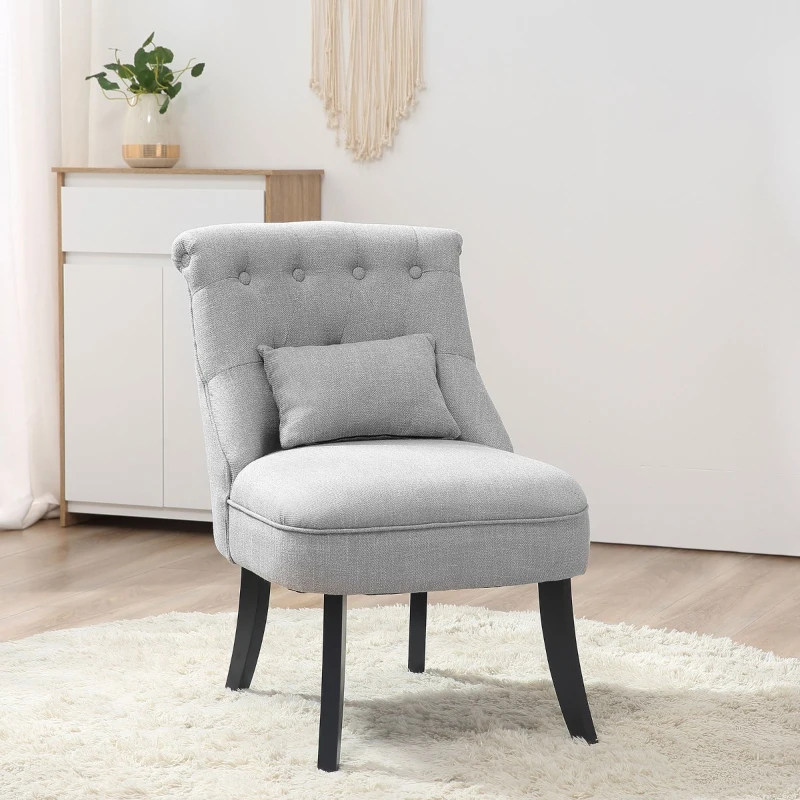 HOMCOM Retro Scrolled Back Accent Chair - Grey