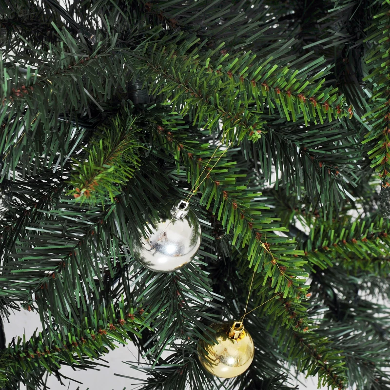 HOMCOM 1.5m 5FT Pre-Lit Artificial Christmas Tree 120 LED Xmas Tree Holiday Décor with Decorative Balls Ornament Metal Stand