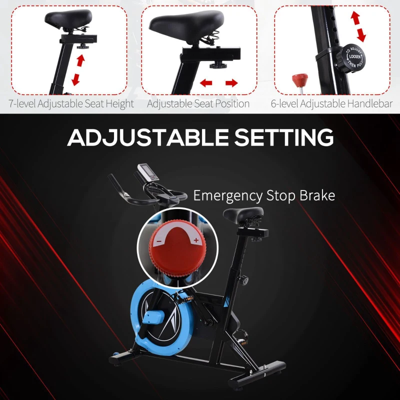 HOMCOM Upright Stationary Exercise Bike Belt Drive Home Gym Indoor Cycling with LCD Monitor