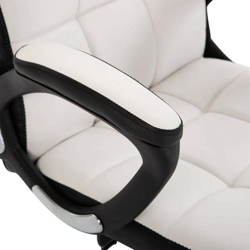 Vinsetto Office Chair Desk Computer Chair W/PU Leather Sponge Nylon, 65.5W x 69D x 109-118Hcm-White/Black