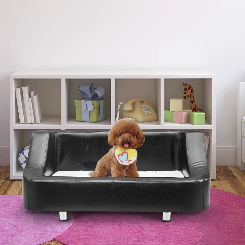 PawHut Pet Sofa Indoor Dog Cat Puppy Bed PU Leather Chair Cushion Mat (67L x 52Dx 40Hcm)