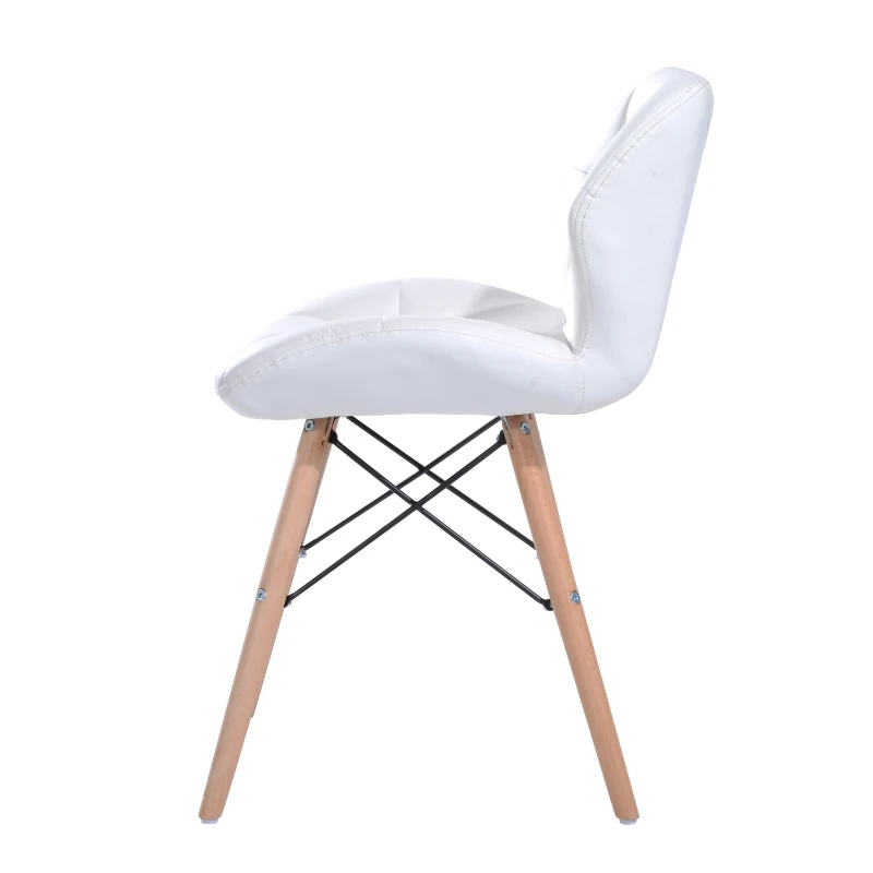 HOMCOM Padded Dining Chair W/Solid Wooden Legs, PU Leather-White